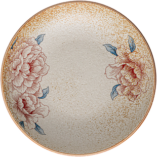 巷子尾〖古朴质感〗手工做旧粗陶圆盘日式料理餐盘复古菜盘甜品盘