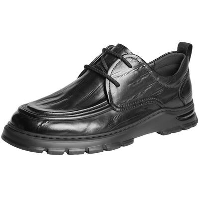 百丽商务真牛皮鞋男士25秋新商场款褶皱纹休闲通勤鞋加绒8TT01CM5