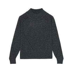 浅秋绵羊毛针织上衣套头衫半高领毛衣女休闲宽松秋冬短款