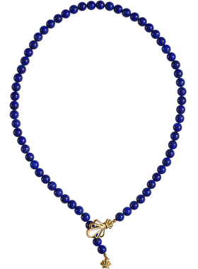 软语天然青金石白蝶贝银镀金项链