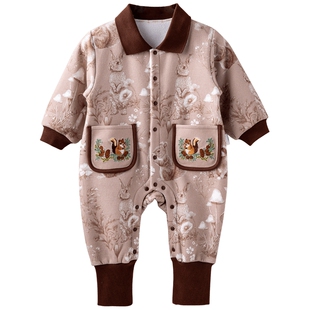 [鼠鼠我啊]aqpa爱帕婴儿连体衣加绒秋冬保暖宝宝外出服