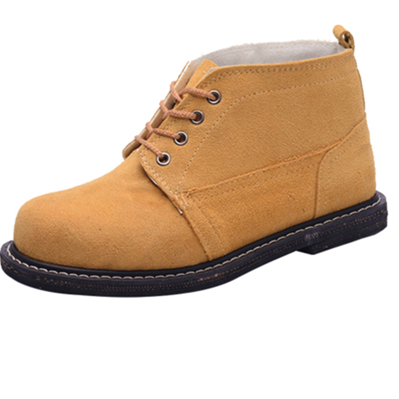 耐高温劳保鞋男冬季轮胎底反牛皮高帮车防铁屑防砸防刺穿钢头透气