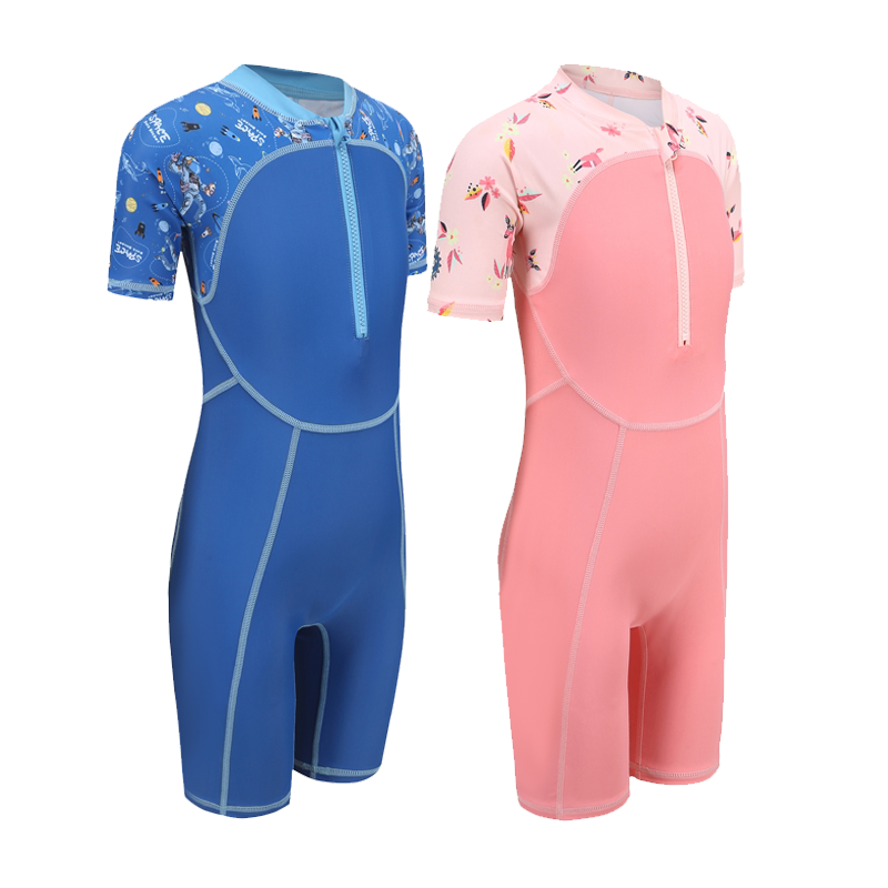 迪卡侬儿童泳衣男童游泳衣女童防晒泳衣连体女孩保守分体专业IVA1