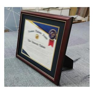 定制CFA证书装 裱实木制学校墙挂授权证a4A3相框框毕业证书框大学