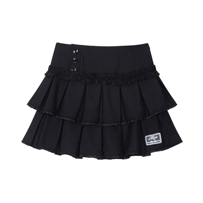 ILLIGO 26春新品荷叶边拼接百褶裙甜美学院风半身裙韩国代购