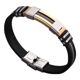 硅胶钛钢手镯男款朋克风嘻哈夸张时尚百搭男士表带手链痞帅手饰男