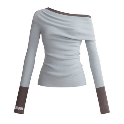 UNIFREE长袖斜肩针织衫