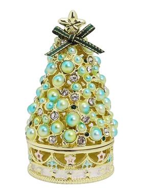 金属珍珠圣诞树首饰盒