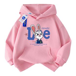 NASA疯狂动物城儿童连帽卫衣2025新款女童超好看韩系冬装加绒外套