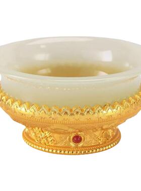 古法仿玉供水碗鎏金鎏银八吉祥