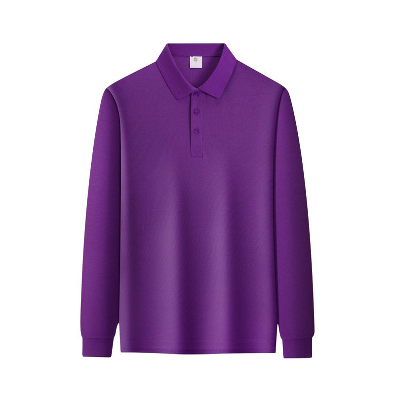 POLO衫定制工作服印logo大学校庆社团文化纪念衫紫色长袖春秋工服