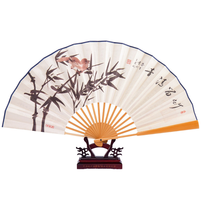 非遗折扇玉竹扇骨丝绸扇