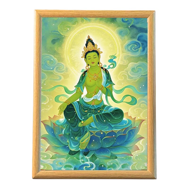 绿度母唐卡佛像挂画客厅摆件