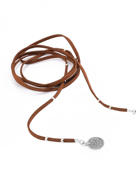 麂皮银珠铜牌吊坠项链腰链