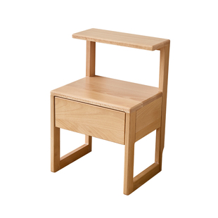 全榉木储物柜原木风家用床头柜现代简约风收纳柜卧室北欧风床头柜