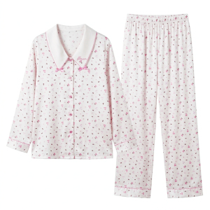 粉色樱桃可爱家居服套装可外穿女