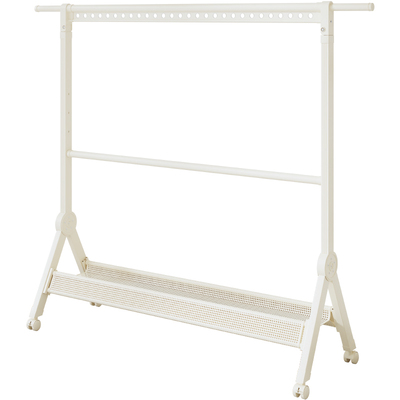 奶油风卧室双层落地挂衣架可移动