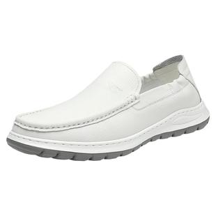 七匹狼男鞋真皮软底男士休闲皮鞋2025夏秋新款男高端奢侈白豆豆鞋