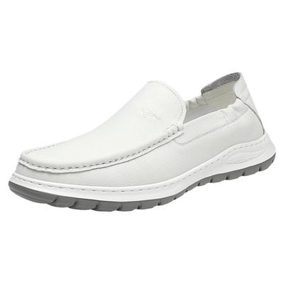 七匹狼男款白皮鞋男士真皮豆豆鞋