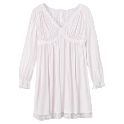 秋季性感带胸垫睡裙莫代尔宫廷风