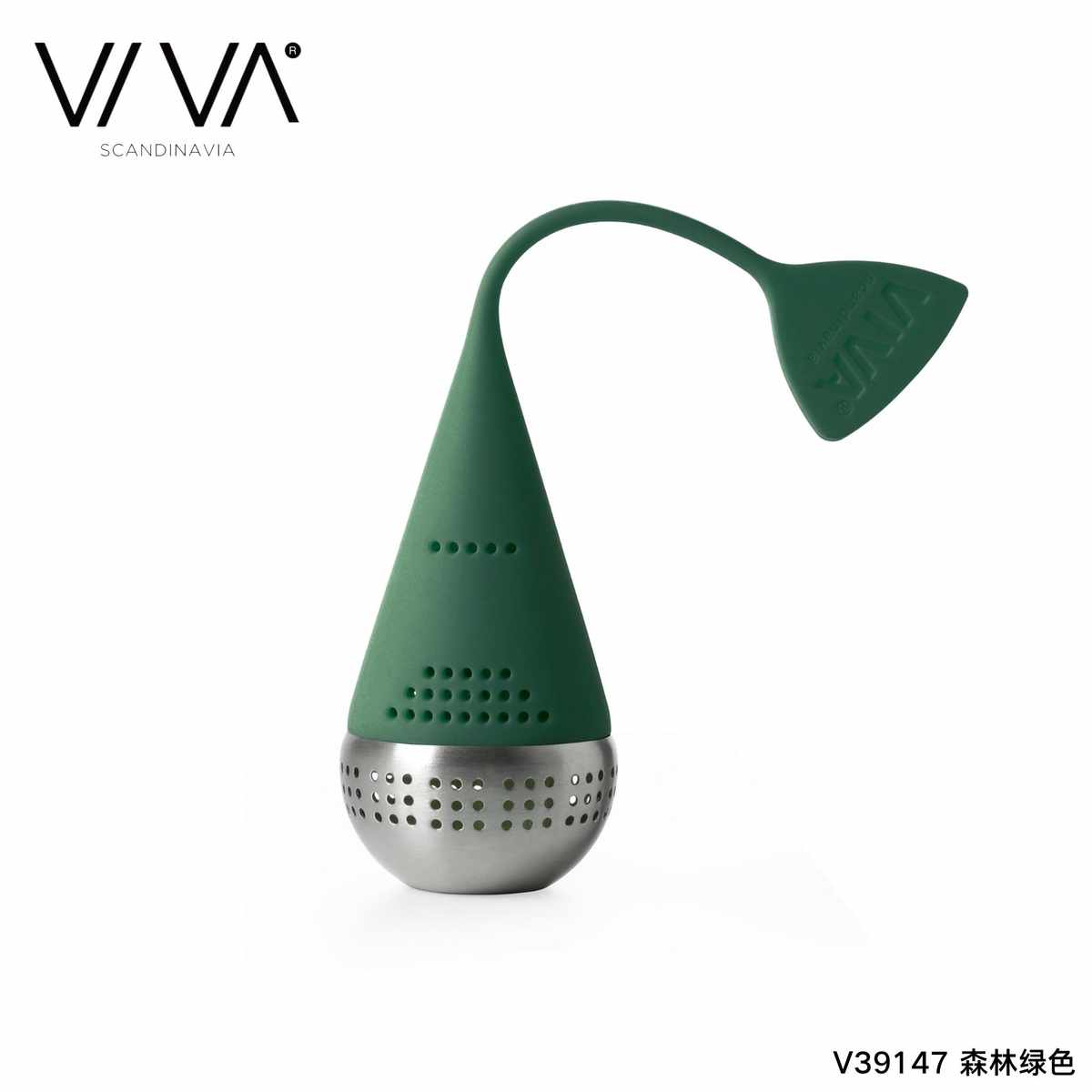 丹麦VIVA茶漏茶滤鱼尾型设计304不锈钢耐热硅胶滤茶器创意泡茶漏