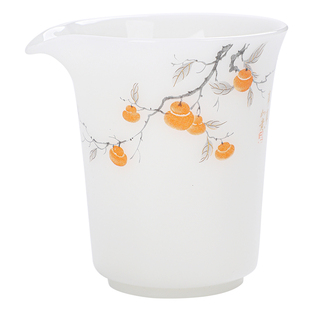 高档柿柿如意璞玉冰种玉瓷公道杯薄胎陶瓷茶海分茶器白瓷功夫茶具