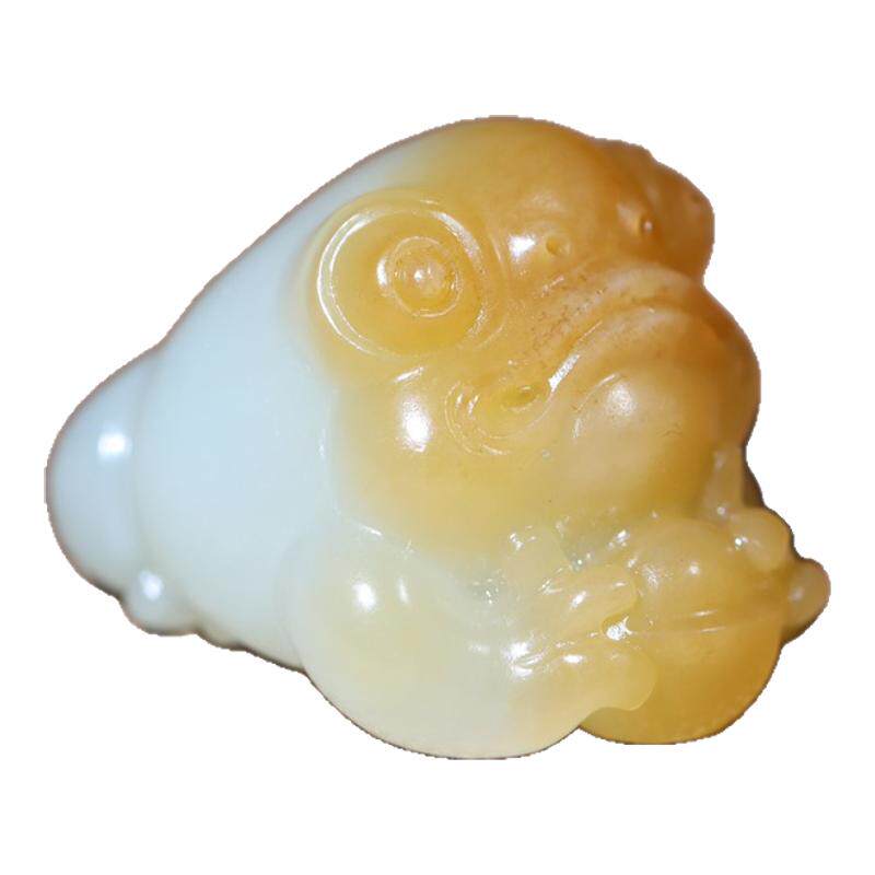 苏工玉缘和田玉山料且末糖白金蟾