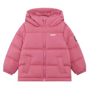 左西童装儿童羽绒服2025新款女童冬季保暖抗寒白鸭绒连帽面包服冬