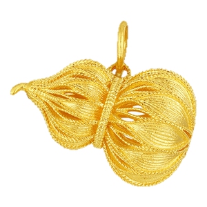 潮宏基非遗花丝福禄黄金吊坠足金挂坠颈饰古法葫芦高级新中式 卟