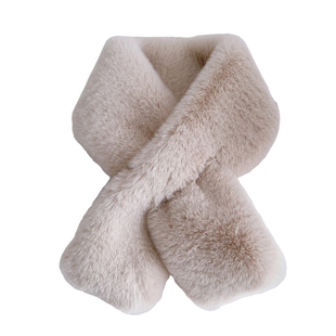 学生加厚双面保暖毛绒绒围脖百搭仿獭兔毛窄款交叉尾巴小围巾韩版