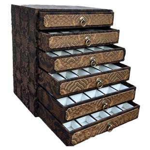 老锦盒对章印章文玩多层收纳盒精品香云纱多宝高级锦盒