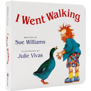 进口英文原版绘本 I Went Walking 我要去散步 吴敏兰名家推荐书单Sue Williams低幼儿童早教启蒙英语读物读本纸板书 iwentwalking