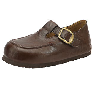 UBZ 厚底皮面两穿勃肯鞋女2026年新款春休闲懒人乐福鞋单鞋小皮鞋