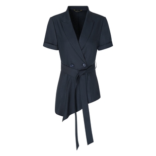 莱芙·艾迪儿短袖通勤西装女夏季新款解构不规则下摆设计套装