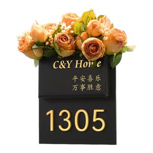 门牌号高级感轻奢创意入户门口装饰号码牌家用欢迎回家仪式感挂牌2026新款磁吸带灯家庭住宅网红插花贴牌定制