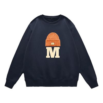 男士潮牌美式加绒加厚圆领卫衣