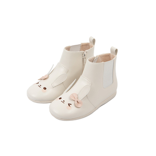 little winkaa兔子短靴女童鞋子秋冬儿童加绒公主雪地保暖棉靴子