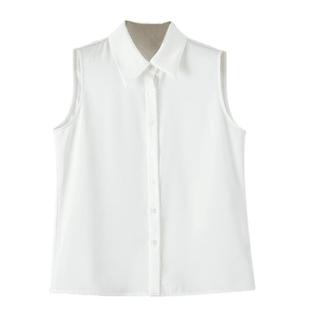 晚白2026春新款今年流行的气质无袖衬衣翻领通勤白色衬衫女上衣
