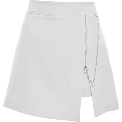 迪卡轩高腰显瘦白色a字裙