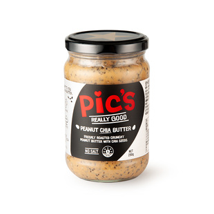 Pics皮卡思旗舰店奇亚籽颗粒花生酱无添加糖健身早餐面包酱290g