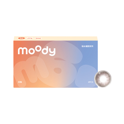 moody美瞳日抛硅水凝胶高透氧亚麻蓝中小直径彩色隐形眼镜迷你2片
