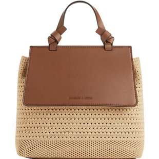 CHARLES&KEITH秋冬女包CK11-60782356时尚拼色编织双肩背包女