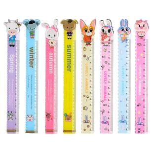 尺子小学生专用直尺15cm一二年级奖品奖励礼物儿童幼儿园波浪线多功能划线尺文具用品卡通可爱动物格尺批发