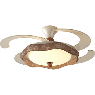 榆艺新款客厅吊灯隐形风扇灯大厅主灯蛋壳奶油风高级感中古风灯具