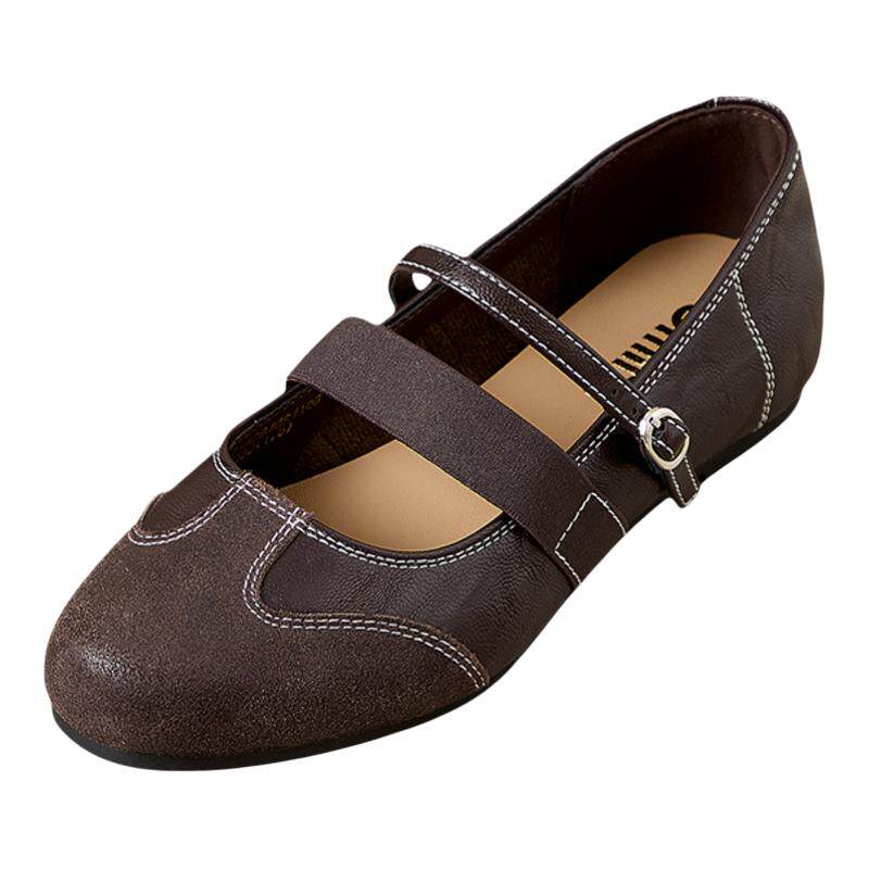 15mins复古棕色小皮鞋女平底单鞋