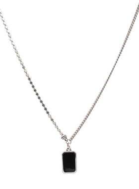 韩国925纯银黑色吊坠项链女锁骨链复古个性小众ins风长牌潮毛衣链