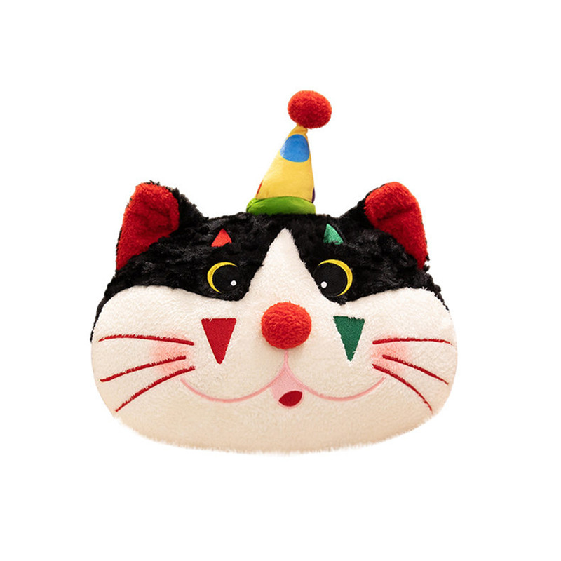 可爱小丑猫咪毛绒两用抱枕被