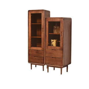 黑胡桃全实木沙发边柜立柜现代简约客厅餐边柜酒柜书柜展示储物柜