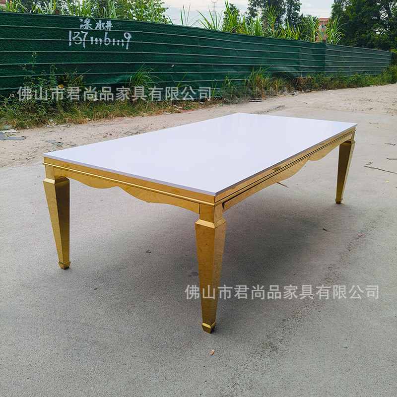 外贸出口不锈钢婚庆餐桌 欧式酒店宴会长桌 户外婚礼桌