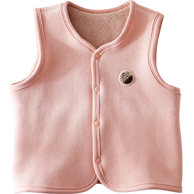 儿童马甲加绒加厚一体绒开衫背心